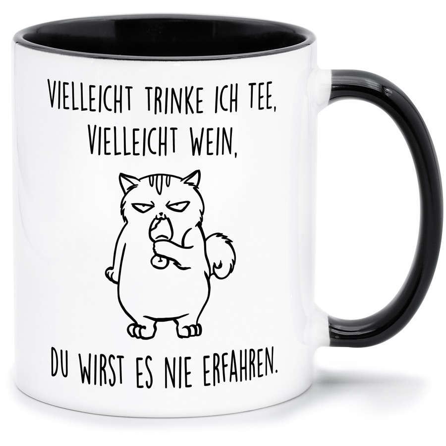 VIELLEICHT TRINKE ICH TEE Küche & Wohnen Tassen, T-Shirts mit Katzen und Hundemotiven