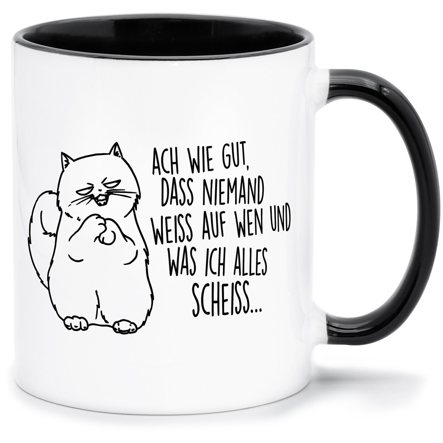 ACH WIE GUT DASS NIEMAND WEISS Küche & Wohnen Tassen, T-Shirts mit Katzen und Hundemotiven