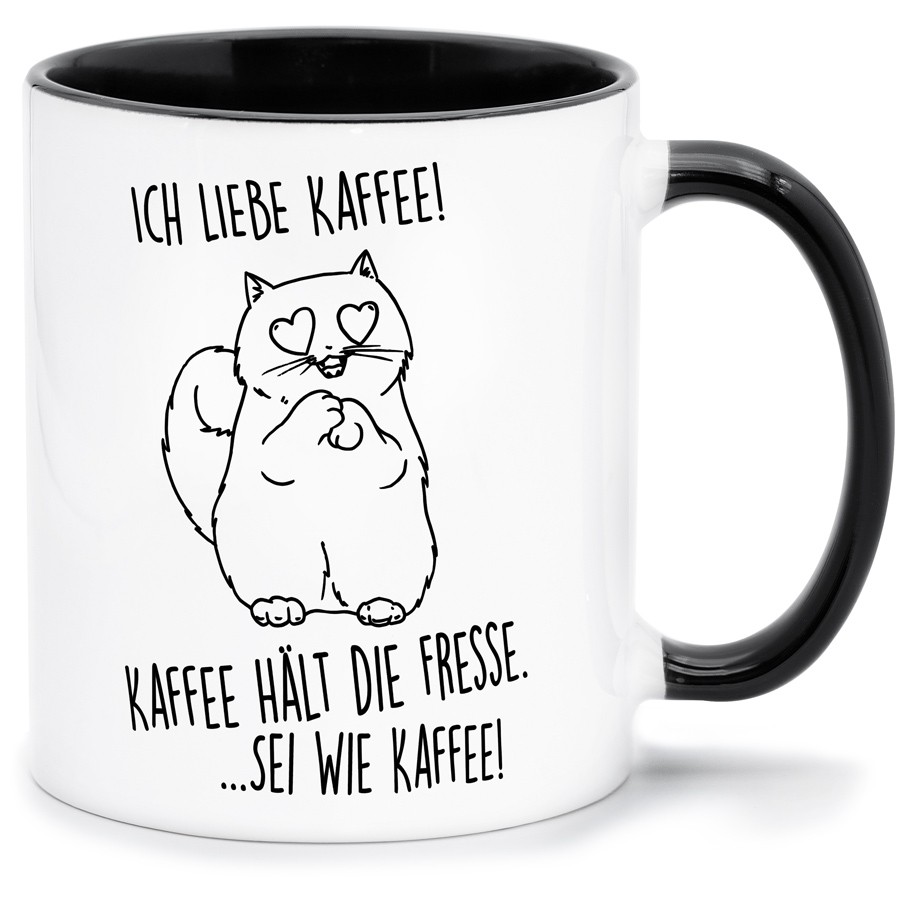 ICH LIEBE KAFFEE KAFFEE HÄLT DIE FRESSE Küche & Wohnen Tassen, T-Shirts mit Katzen und Hundemotiven
