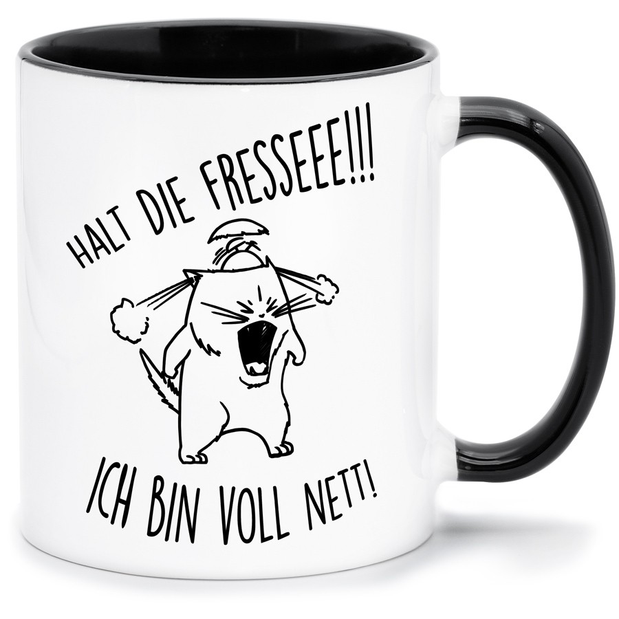 HALT DIE FRESSE Küche & Wohnen Tassen, T-Shirts mit Katzen und Hundemotiven