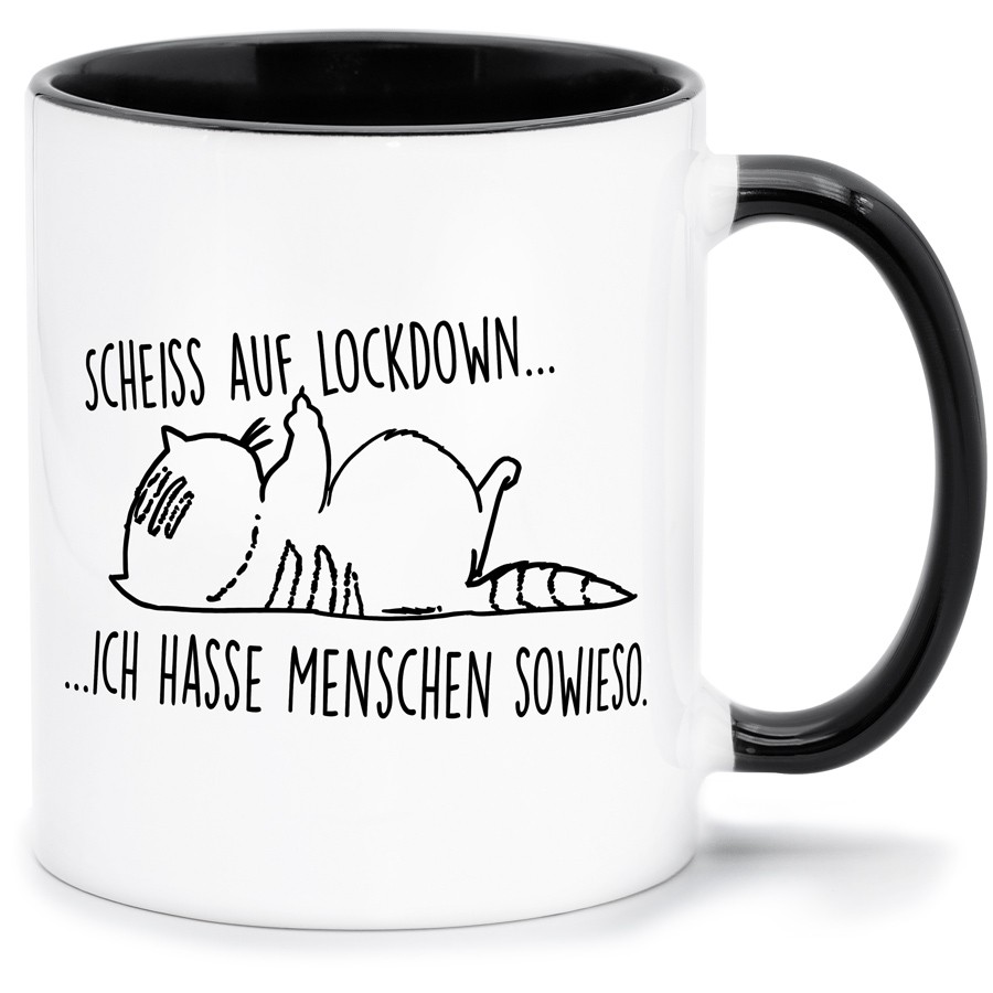 SCHEISS AUF LOCKDOWN Küche & Wohnen Tassen, T-Shirts mit Katzen und Hundemotiven
