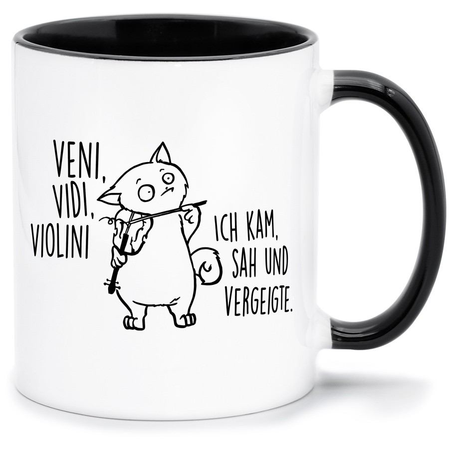VENI VIDI VIOLINI GATZE Küche & Wohnen Tassen, T-Shirts mit Katzen und Hundemotiven