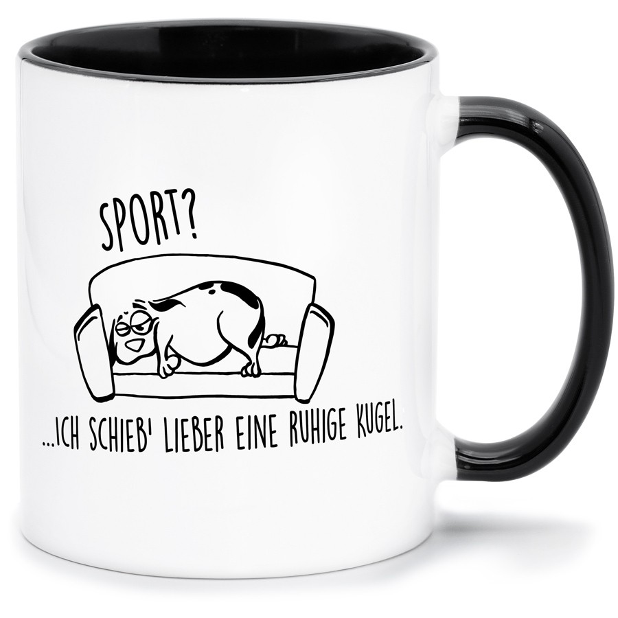 SPORT ICH SCHIEB LIEBER EINE RUHIGE KUGEL Küche & Wohnen Tassen, T-Shirts mit Katzen und Hundemotiven