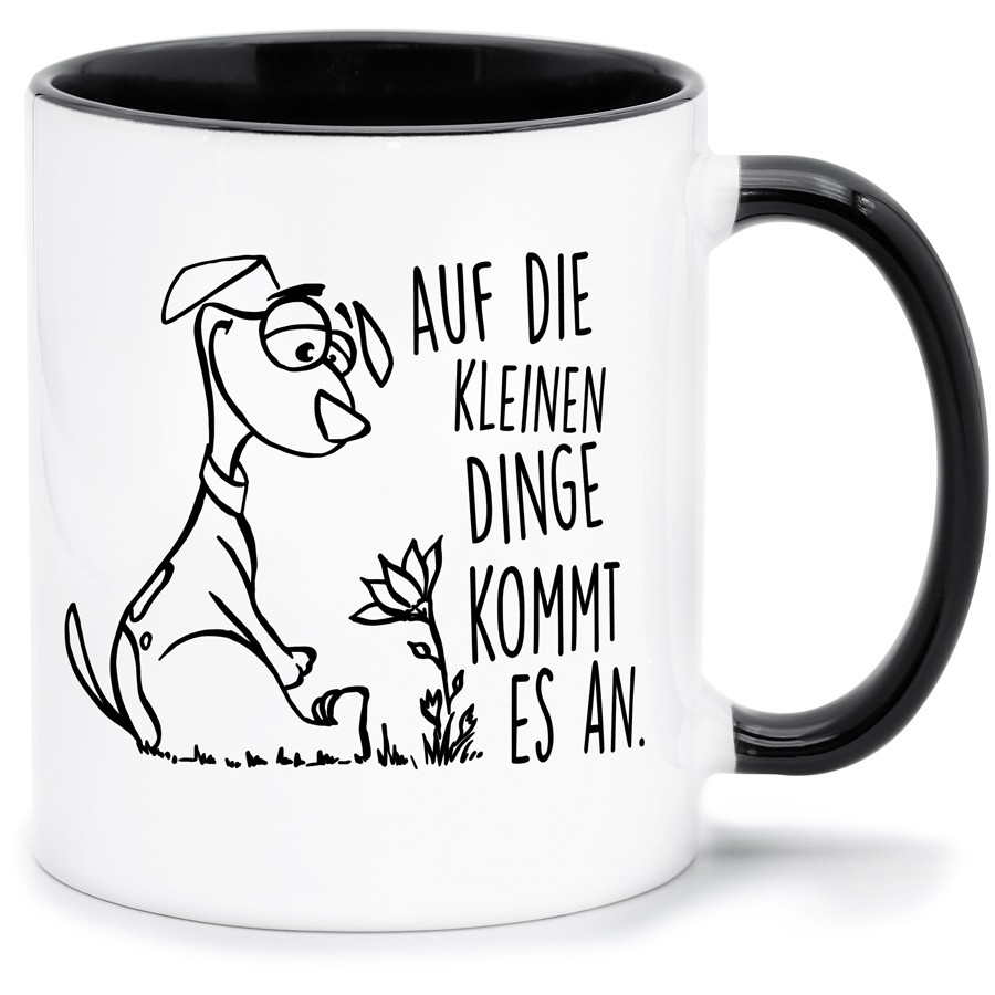 AUF DIE KLEINEN DINGE KOMMT ES AN Küche & Wohnen Tassen, T-Shirts mit Katzen und Hundemotiven