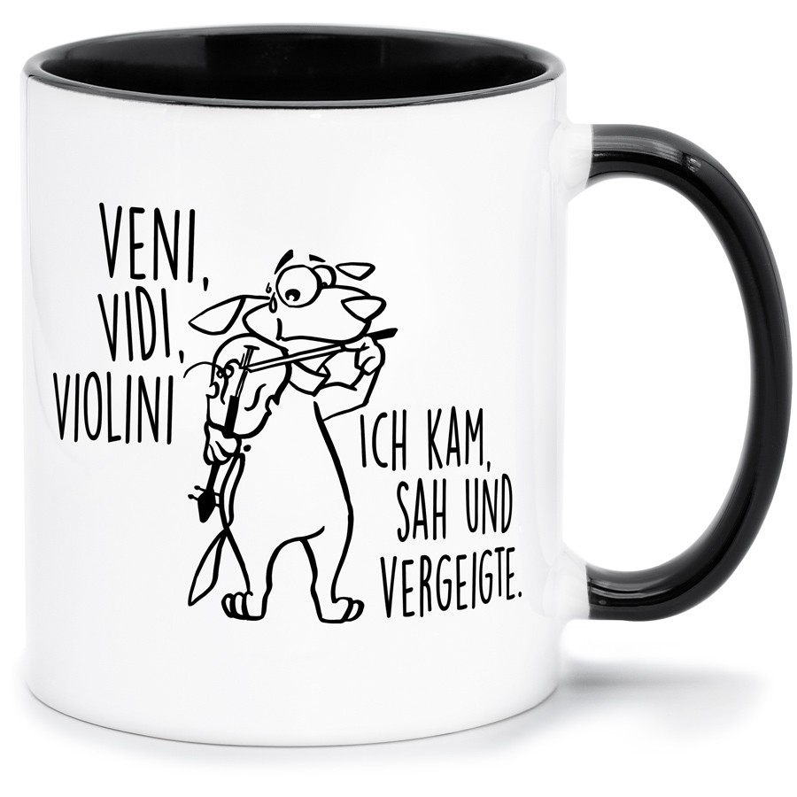 VENI VIDI VIOLINI WUFFI Küche & Wohnen Tassen, T-Shirts mit Katzen und Hundemotiven