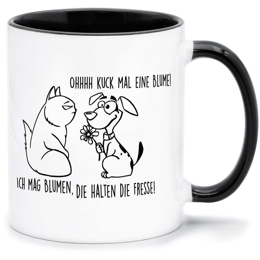 OHHHH KUCK MAL EINE BLUME Küche & Wohnen Tassen, T-Shirts mit Katzen und Hundemotiven