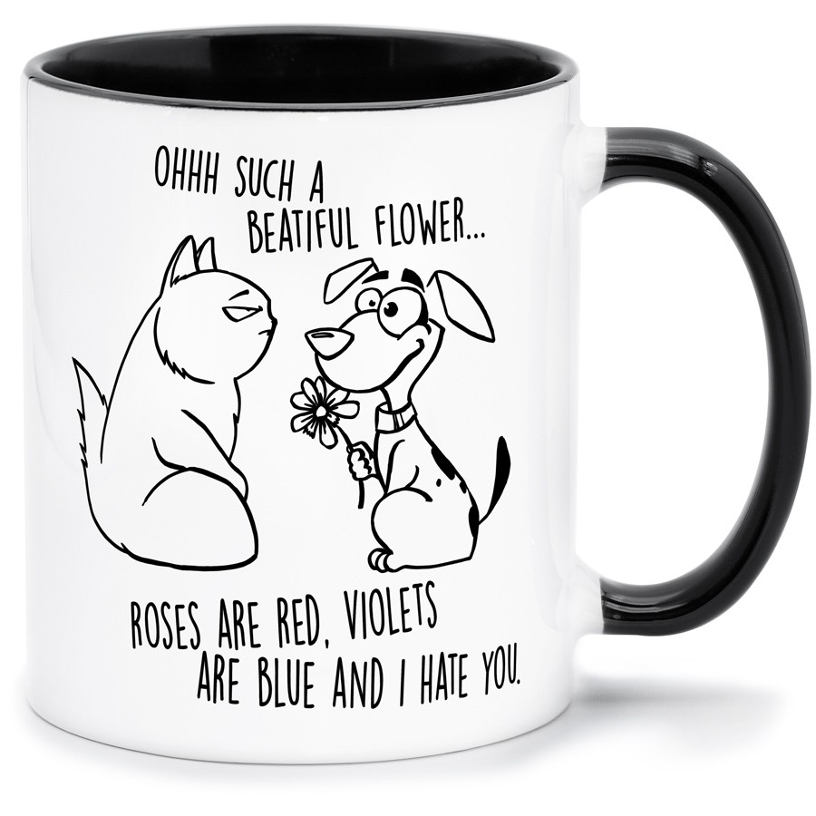 ROSES ARE RED VIOLETS ARE BLUE Küche & Wohnen Tassen, T-Shirts mit Katzen und Hundemotiven