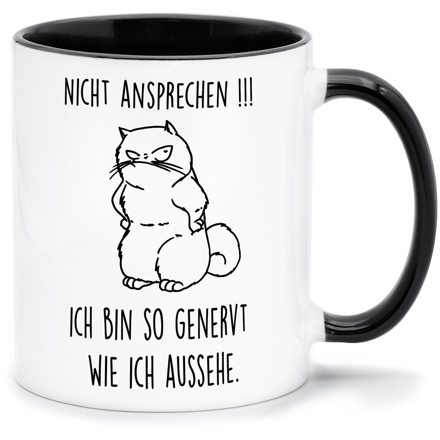 NICHT ANSPRECHEN ICH BIN SO GENERVT Küche & Wohnen Tassen, T-Shirts mit Katzen und Hundemotiven