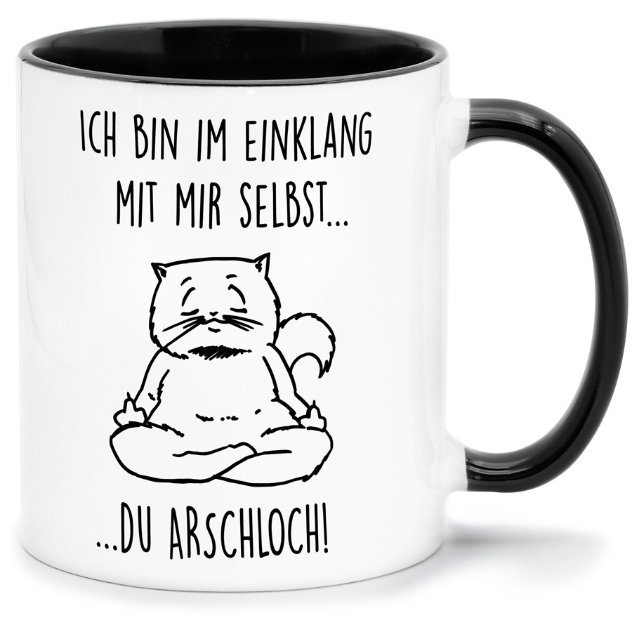ICH BIN IM EINKLANG MIT MIR SELBST Küche & Wohnen Tassen, T-Shirts mit Katzen und Hundemotiven