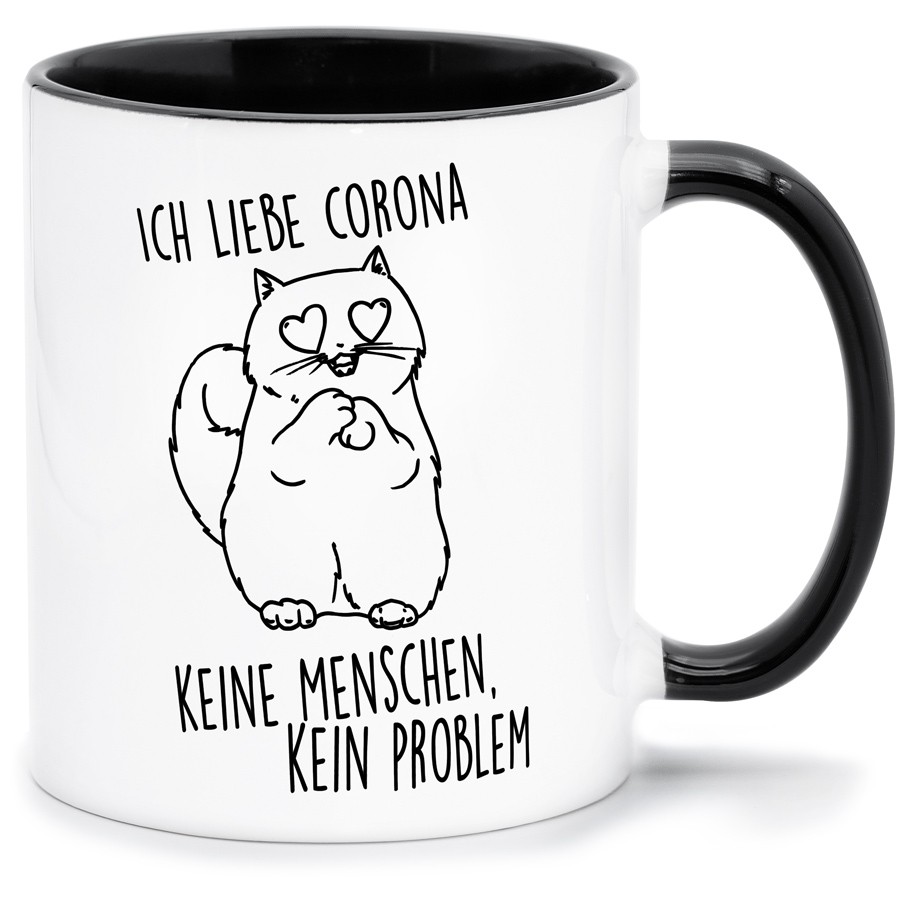 ICH LIEBE CORONA KEINE MENSCHEN Küche & Wohnen Tassen, T-Shirts mit Katzen und Hundemotiven